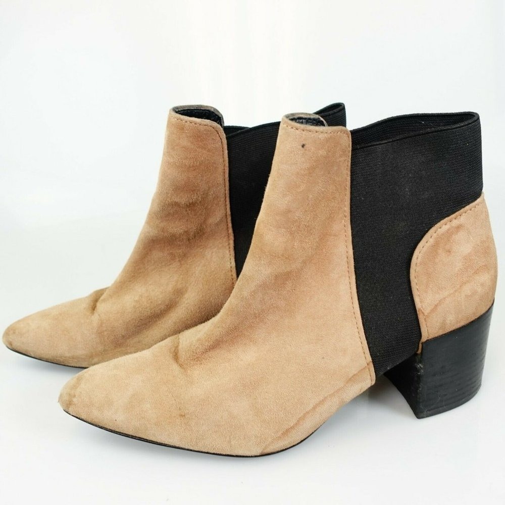 Indie Sleaze Zara Womens Boots 36 6‎ Camel Suede Neutral Boho Chelsea Pointed